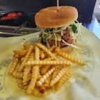 Best Thai Peanut Sauce Burger with fries in Portland, OR